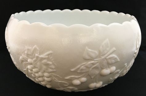 Check out VTG Westmoreland White Milk Glass Punch Bowl Embossed Cherries Pineapples Grapes, the latest item I added on eBay! #eBay #eBaySeller Milk Glass Decor, Glass Punch Bowl, Milk Glass Collection, White Milk Glass, Glass Decor, Milk Glass, Punch Bowl, Pottery Art, Glass Collection