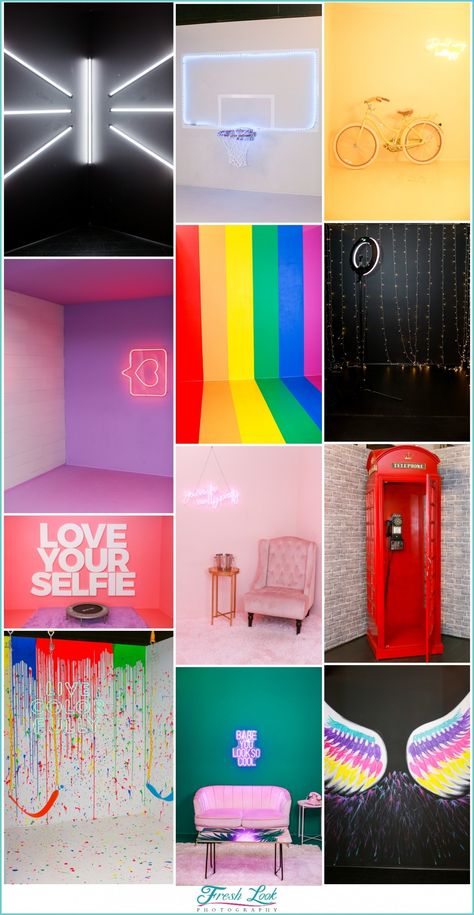 Selfie Wall For Business, Selfie World Ideas, Abstract Photoshoot Ideas, Selfie Room Photo Booths, Selfie Museum Rooms, Selfie Studio Room Ideas, Wall For Photoshoot, Diy Selfie Wall, Selfie Spot Ideas