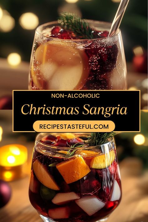 Non Alcoholic Christmas Punch, Holiday Sangria Recipes, Christmas Sangria Recipes, Nonalcoholic Party Drinks, Non Alcoholic Sangria, Christmas Mocktails, Fruit Sangria, Easy Sangria Recipes, Holiday Sangria