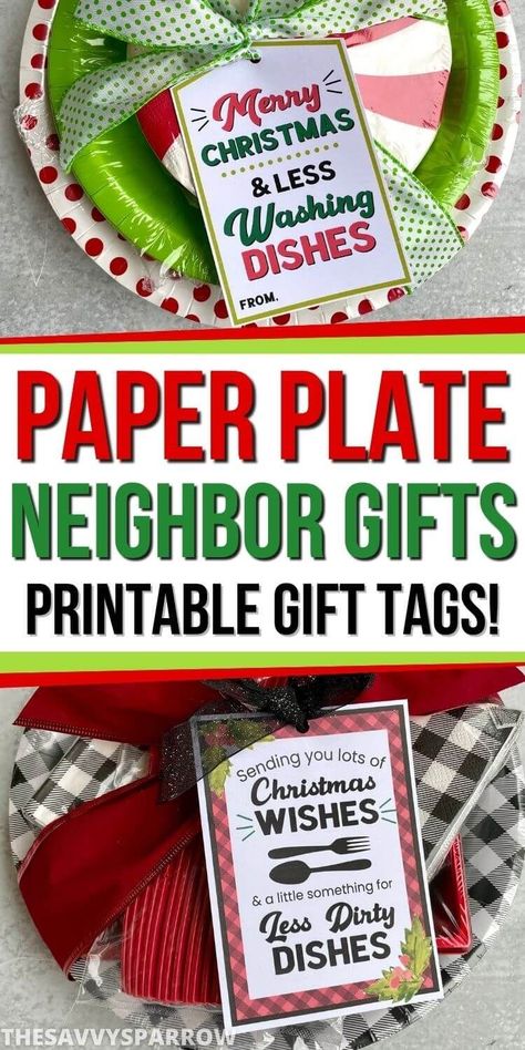 Easy Teacher Gifts Christmas, Neighbor Gift Ideas, Gifts For Neighbors, Christmas Wrapping Diy, Easy Teacher Gifts, Teacher Holiday Gifts, Frugal Christmas, Christmas Neighbor, Christmas Paper Plates