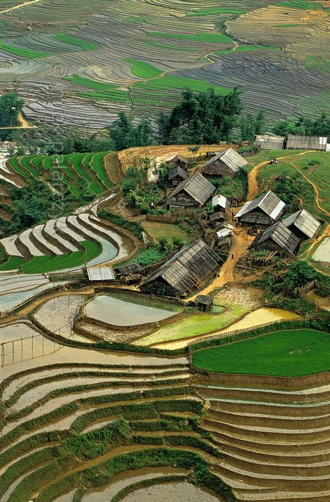 Mountain tribes of North Vietnam - paulsmit Village Architecture, Laos Vietnam, Rice Paddies, Limestone Rock, Invisible Cities, Native Dress, North Vietnam, Rice Terraces, Mountain Photography