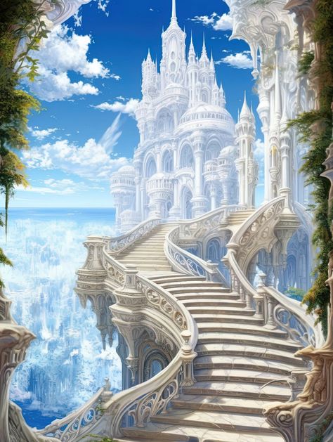 Fantasy Story Ideas, Trippy Artwork, Fairy Castle, Castle Art, Castle In The Sky, Fantasy City, Fantasy Castle, Fantasy Places, Beautiful Castles