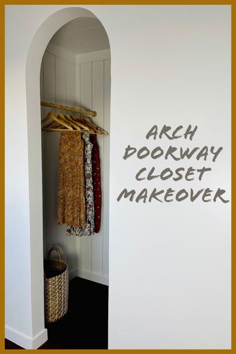 This is my favorite transformation in my house to date!! Who else has this basic closet in their house just waiting to be transformed!? #closetorganization #closetmakeover #closet #beforeandafter #closettransformation #diy #ikeahack #doityourself #buildsbykristen Archways In Homes, Built In Closet, Arched Doorway, Closet Transformation, Basic Closet, Modern Apartment Living Room, Ice House, Arch Doorway, Victorian Bedroom