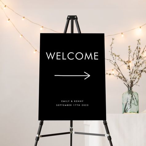 Modern Welcome Sign, Foam Board Sign, Wedding Direction Signs, Direction Sign, Wedding Directions, Welcome Sign Wedding, Ceremony Sign, Wedding Poster, Welcome Boards