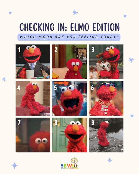 When people ask how we are doing, sometimes it's difficult to find the courage to say if we are feeling anything but "good" or "fine." Friendly reminder that people care, and your feelings are valid no matter what! Thanks for reminding us of that, Elmo. 😉 Which Elmo are you feeling today? #TherapyThursday #MentalHealth #Elmo #Checkingin #Moodmeter #SocialEmotionalWellness #SocialEmotionalLearning #SEWI How Are You Memes, How You Feeling, How Do You Feel Today Scale, Which Mood Are You Today, Mood Scale Funny, What Mood Are You Today, How Do You Feel Today Chart, On A Scale Of How Are You Feeling Today, How Are You Doing Today