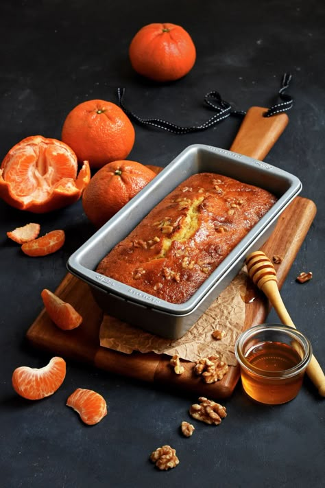 Tangerine Honey Walnut Cake Tangerine Recipes, Recipes French, Chocolate Fondant Cake, Cake Loaf, Frangipane Tart, French Cake, Honey Walnut, Baking Inspiration, Walnut Cake