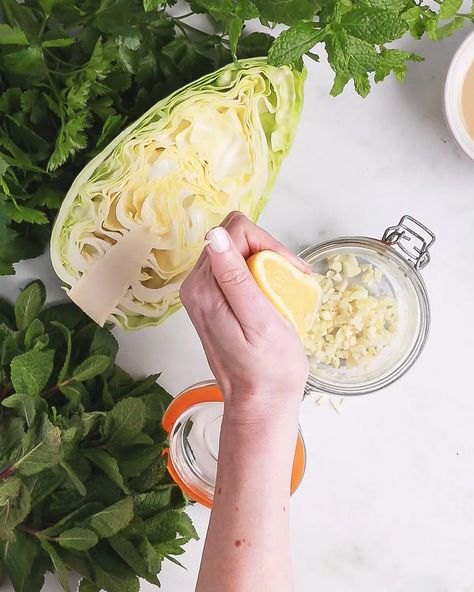 This Malfouf Salad (Lebanese Cabbage Salad) is fresh, delicious and healthy, and a great excuse to use lots of lovely herbs. It makes the perfect side dish for Lebanese and Middle Eastern food, and is a great salad for entertaining or pot lucks. Lebanese Coleslaw, Malfouf Salad, Turkish Cabbage Salad, Cabbage And Fennel Slaw, Cabbage Salad Lebanese, Turkish Pickled Cabbage, Middle Eastern Food, Cabbage Salad, Middle Eastern Recipes