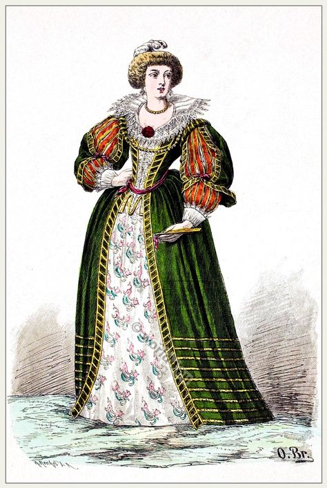 French baroque fashion 17th century court dress. Noblewoman in 1650. Ancien Régime costume. Baroque Period Dress, 1500 French Fashion, French Culture Fashion, Baroque Dress 17th Century, 17th Century French Fashion, 1630s Fashion, Baroque Fashion 17th Century, Baroque Clothes, Baroque Dresses