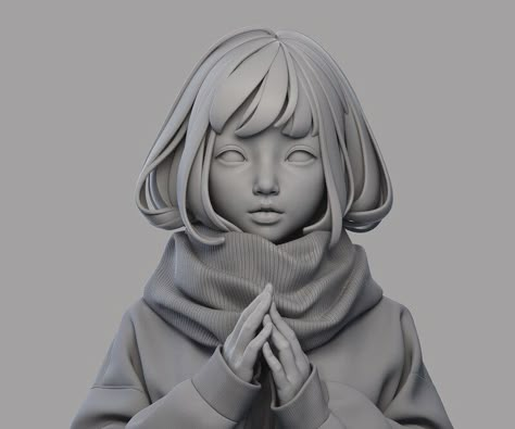 3d Reference, Zbrush Portrait, Zbrush Anime, 3d Modeling, 3d Hair Modeling, 3d Stylized Hair, Stylized Character Sculpt, 3d Karakter, Graphic Design Humor