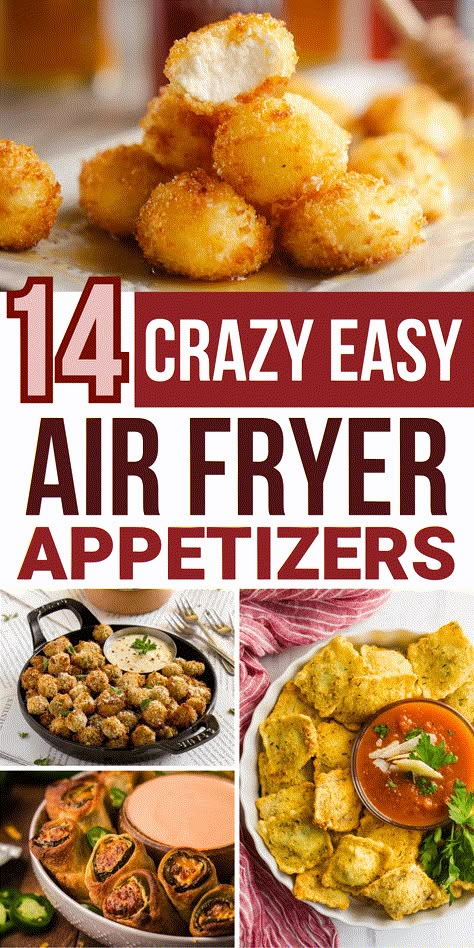 These easy air fryer appetizers will wow everyone at any party, gathering, or holiday event. Includes air fryer appetizer recipes like honey goat cheese balls, jalapeño popper rolls, coconut shrimp, mac and cheese bites, bacon cheeseburger bites, fried olives, air fried pickles, and many other crispy appetizers. Air Fryer Appies, Fried Goat Cheese Balls Air Fryer, Easy Appetizers Air Fryer, Air Fryer Tailgate Food, Best Air Fryer Appetizers, Late Night Air Fryer Snacks, Air Fried Appetizers, Airfryer Thanksgiving Recipes, Air Fry Appetizers