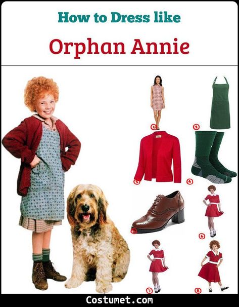 Orphan Annie Costume for Cosplay & Halloween 2021 Orphan Costume Diy, Orphan Annie Costume Diy, Annie Costumes Orphan, Annie Costumes Diy, Annie Orphan Costume Ideas, Mythical Costumes, Annie Halloween Costume, Orphan Annie Costume, Orphan Costume