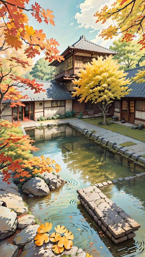 Cottage Concept Art, Art Buildings, Pixel Art Background, Aesthetic Wallpaper Iphone, Japon Illustration, Cottage Art, Art Gallery Wallpaper, Anime Backgrounds Wallpapers, Vertical Poster