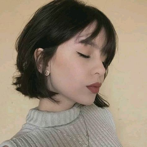 Short Bob With Bangs Round Face, Lob With Wispy Bangs, Haircut Short Hair, Model Tips, Bob Hairstyles With Bangs, Short Brown Hair, Hair Inspiration Short, Shot Hair Styles, Very Short Hair