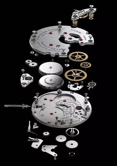 Explosion Drawing, Luminor Watches, Watch Mechanism, Watch Making, Watch Image, Luminor Marina, Exploded View, Panerai Watches, Panerai Luminor