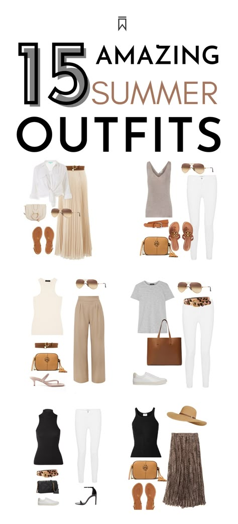 Click to discover these 15 minimalist and chic summer outfit! They are made with timeless basic essential that are probably already in your wardrobe! Expensive Looking Summer Outfits, Summer Basics 2023, Brunch Style Outfits Summer, Minimalist Chic Summer Outfit, Beach Basics Outfits, Casual But Chic Outfits, Basic Chic Outfit Summer, Summer Trip To Europe Outfits, Summer Outfit Shoes