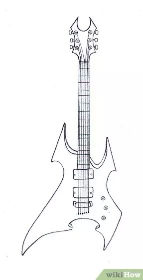 Guitar Art Diy, Drawing Guitar, Types Of Guitars, Guitar Outline, Guitar Sketch, Metal Drawing, Guitar Drawing, Dibujo Simple, Guitar Tattoo