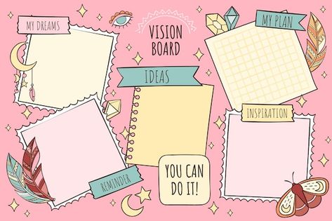 Drawn Vision Board, Vision Board Illustration, Vision Board Party Themes, Board Illustration, Vision Board Template, Vision Board Party, Scrapbook Template, Disco Night, Vision Board Goals