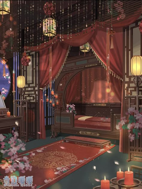 Traditional Chinese House, Chinese Room, Chinese Background, Chinese House, Ancient Chinese Architecture, Anime Places, Fantasy Rooms, Asian Architecture, Japon Illustration