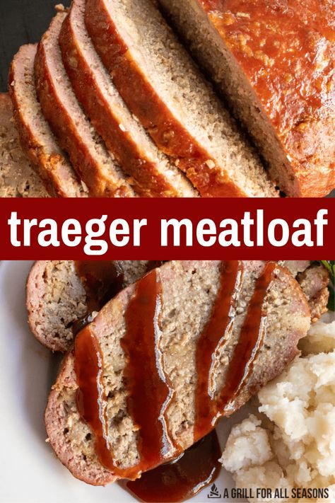 Traeger Meatloaf is a great way to put a spin on a traditional meatloaf recipe and add some pellet smoker flavor. This is perfect for a summer BBQ or a great way to feed the whole family for a weeknight meal. Traeger Meatloaf Recipes, Traeger Meatloaf, Veal Meatloaf, Traeger Smoker Recipes, Meatloaf Easy, Smoked Meatloaf Recipe, Recipes Meatloaf, Traditional Meatloaf Recipes, Pellet Smoker Recipes