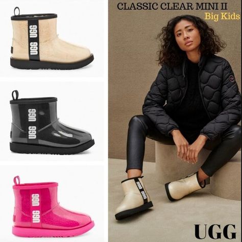 NEW Classic Clear Mini . Color Canary. Ugg Clear Mini Outfit, Ugg Clear, Rain Boot Outfit, Uggs Outfits, Cute Rain Boots, Ugg Rain Boots, Ugg Boots Outfit, Water Rain, Snow Light