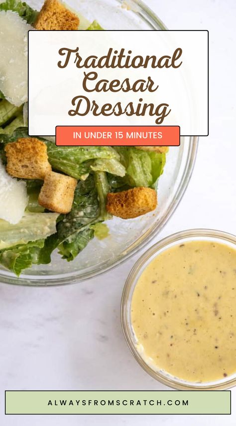 Elevate your salad game with this traditional Caesar dressing recipe! Rich, creamy, and packed with flavor, it’s the homemade Caesar salad dressing you’ve been looking for. This easy recipe is perfect for creating a delicious, restaurant-quality Caesar salad right at home. Skip the pre-made options and make this homemade dressing that’s full of classic Caesar flavor—your taste buds will thank you! Cesar Dressing Recipe, Zesty Italian Dressing Recipe, Easy Healthy Salad Dressing, Homemade Caesar Salad, Mediterranean Chicken Recipes, Caesar Dressing Recipe, Homemade Caesar Salad Dressing, Italian Dressing Recipes, Homemade Caesar