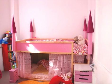 Ikea Bunk Bed Hack, Ikea Bunk Bed, Kura Hack, Classic Bathroom Design, Ikea Kura Bed, Murphy Bed Ikea, Kura Bed, Ikea Kura, Princess Bedroom