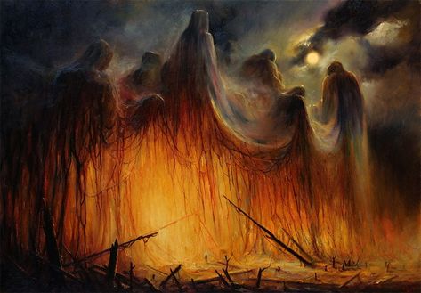 Mariusz Lewandowski, Whispers of an old forest (Oil on canvas) Mariusz Lewandowski, Zdzisław Beksiński, 다크 판타지, Science Fiction Art, Sci Fi Art, Fantasy Landscape, Surreal Art, Horror Art, Dark Fantasy Art