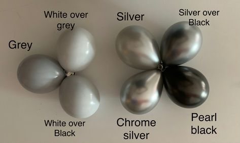 Colour Samples, Silver Balloon, Misty Grey, Colour Combos, Custom Balloons, Diy Crafts Paper Flowers, White Balloons, Crafts Paper, Party Diy