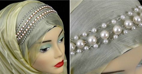 Bejeweled Headband Hijabs Styles At Life How To Wear Hijab, Hijab Accessories, Pins Diy, Accessories For Wedding, Simple Hijab, Beautiful Veil, Beauty Background, Hijab Pins, Royal Tiaras