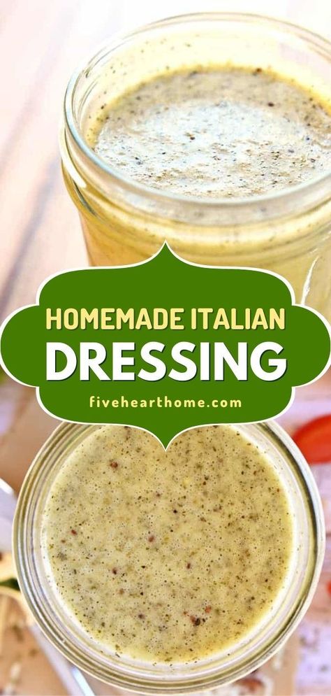 There's so much to love about this Italian dressing recipe! Not only is it easy to prepare with all-natural ingredients, but it is also deliciously zippy and zesty. Plus, this homemade dressing for salads is also an excellent marinade! Alpine Dressing Recipe, Recipe For Italian Dressing, House Italian Dressing Recipe, Submarine Dressing Recipe, Submarine Dressing, Italian Salad Dressing Homemade, Healthy Sauce Recipes, Italian Dressing Recipe, Italian Dressing Recipes