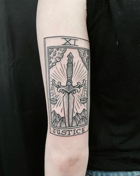 Justice Tarot Card Tattoo Justice Tarot Card Tattoo Design, Tarot Card Justice Tattoo, Justice Tattoo Tarot, Justice Card Tattoo, Justice Tarot Tattoo, Justice Tarot Card Tattoo, Justice Tarot Card Art, Tarot Card Justice, Tattoos Tarot