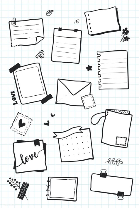 Planner doodle collection vector | free image by rawpixel.com / Chayanit Hand Drawn Doodles, Planner Doodles, Kraf Kertas, Notebook Doodles, Collection Illustration, Bullet Journal Banner, Desain Buklet, Bullet Journal Notes, Bullet Journal Paper