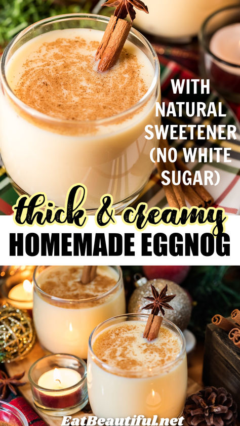 Real Food Eggnog Recipe is a thick eggnog — w/out the unnatural thickeners so common in commercial recipes. Primal, Paleo, GF & Low Carb. || homemade eggnog | ancestral recipes | ancestral diet recipes | raw milk recipes | paleo eggnog recipe | primal recipes | raw milk eggnog | raw milk eggnog recipe | homemade raw milk eggnog | raw milk recipes | easy | paleo | primal | keto | sugar free | eggnog recipe homemade | eggnog recipe alcoholic | eggnog recipe non alcoholic | homemade eggnog recipe Nonalcoholic Eggnog Recipe, Eggnog Recipe Non Alcoholic, Homemade Eggnog Non Alcoholic, Healthy Egg Nog, Egg Nog Recipe Homemade Non Alcoholic, Eggnog Recipe Homemade Non Alcoholic, Homade Egg Nog, Eggnog Recipe Alcoholic, Lactose Free Eggnog Recipe