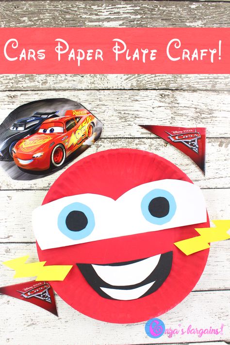 Cars 3 Craft: Lightning McQueen Paper Plate - EnzasBargains.com Lightning Mcqueen Crafts, Disney Crafts For Kids, Flash Mcqueen, Disney Activities, Movie Crafts, Princess Crafts, Car Themed Parties, Camp Crafts, Preschool Centers