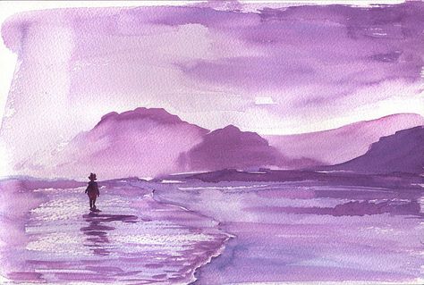 Monochrome watercolor series Purple Monochrome Painting, Monochromatic Watercolor Painting Easy, Purple Monochromatic Painting, Monochrome Painting Watercolor, Monochrome Watercolor Paintings, Watercolour Monochrome, Monochrome Art Painting, Purple Monochromatic, Monochromatic Watercolor