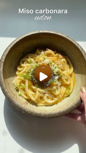 TIFF | Easy Recipes & Bento on Instagram: "Miso Carbonara Udon 🍜 this will be my lunch for the next few days 😌💛

Full recipe on tiffoodss.com 🫶🏻

#misorecipe #misocarbonara #carbonara #udonrecipe #easyrecipe #homemadefood" Miso Carbonara, Carbonara Ramen, Ramen At Home, Udon Recipe, Miso Recipe, Homemade Noodles, Vegetarian Meals, Easy Recipes, Homemade Recipes