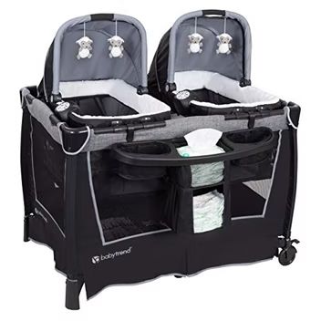 If You’ve Got Twins On The Way, We Recommend Getting These Cribs Twins Nursery, Diaper Organization, Parenting Organization, Pack N Play, Pack And Play, Twin Pregnancy, Double Strollers, Baby Swings, Baby Trend