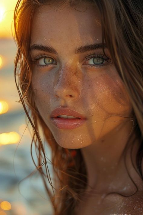 Sun Rays On Face, Ocean Green Eyes, Sunkissed Pictures, Sunkissed Face, Green Eyes Freckles, Light Freckles, Freckles Beauty, Mesmerizing Eyes, Red Hair Green Eyes