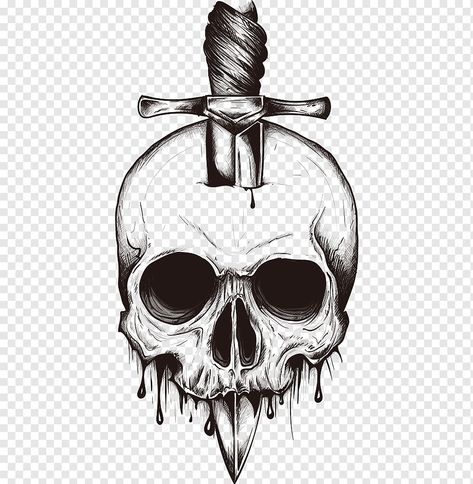 Skull With Knife, Skull Knife, Birthday Vector, Cartoon Skull, Knife Drawing, Cartoon Cartoon, Skull Illustration, Transparent Background