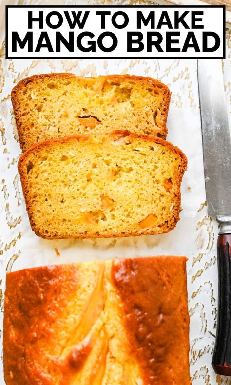 Baking With Mango, Mango Breakfast Recipes, Fresh Mango Dessert Recipes, Mango Quick Bread, Mango Loaf, Mango Bread Recipe, Mango Muffins, Mango Bread, Coconut Bread Recipe