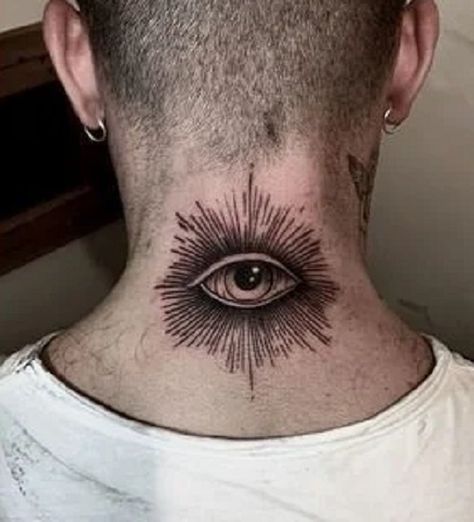 Latest 70 Neck Tattoos for Men and Their Meaning and Significance - Tips and Beauty Eyes On Neck Tattoo, Eye Neck Tattoo Men, Eye Tattoo On Back Of Neck, Men’s Eye Tattoo, Eye On Back Tattoo, Tattoo Back Neck Men, Mens Back Neck Tattoo, Eye On Back Of Neck Tattoo, Eye On Neck Tattoo