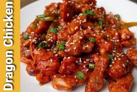 Dragon Chicken, Chilli Chicken Recipe, Mango Chicken, Chicken Dishes Easy, Chilli Recipes, Chilli Chicken, Chicken Bites, Starters Recipes, Garlic Chicken