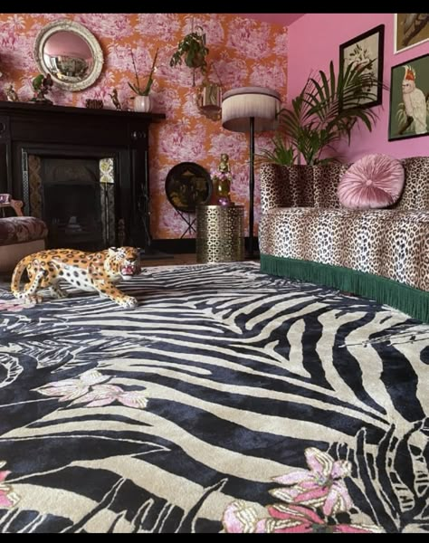 Jungle Rug, Wendy Morrison, Indian Jungle, Maximalist Room, Maximalist Bedroom, Tony Duquette, Tiger Rug, Maximalist Interior, Understated Glamour