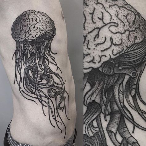 Anatomy Tattoo, Brain Tattoo, Single Line Tattoo, Jellyfish Tattoo, Meaningful Tattoos For Women, Small Meaningful Tattoos, Tattoo Designs For Men, Full Sleeve Tattoo, Head Tattoos