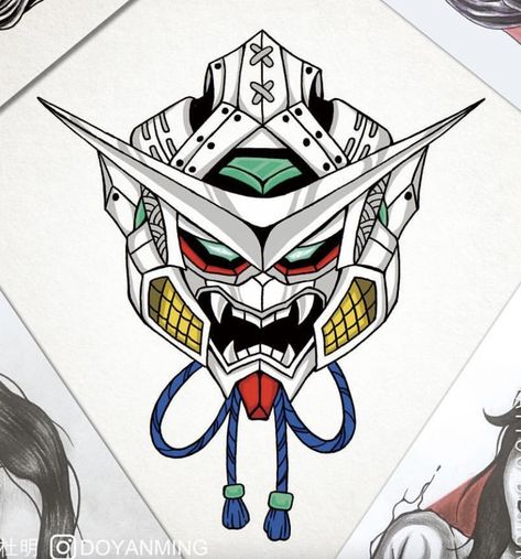 Gundam Tattoo, Anime Convention, Forearm Band Tattoos, New Tattoo Designs, Nautical Tattoo, Oni Mask, Tattoo Templates, Hama Beads Design, Tattoo Graphic