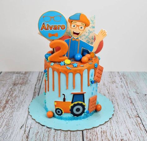 Blippi Birthday Cake Buttercream, Simple Blippi Cake, Blipping Birthday Cake, Blippi Second Birthday, Blippi 3rd Birthday Party For Boy, Blippi 2nd Birthday, Blippi Theme Cake, Blipping Birthday Party, Blippi Birthday Party Girl