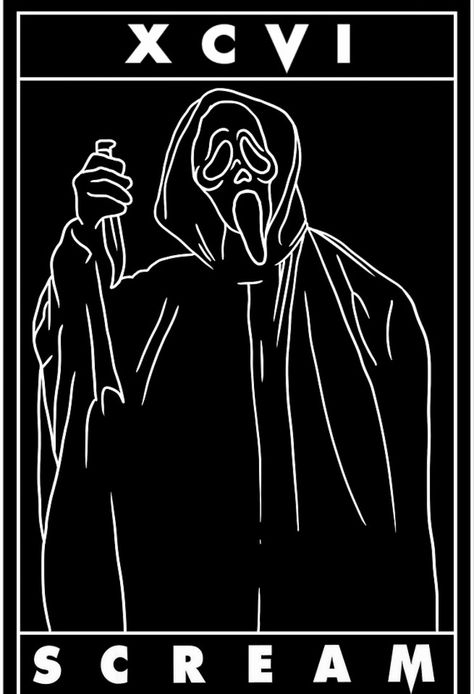 Ghostface Tarot Card Tattoo, Scream Tattoo Design Stencil, Ghostface Wazzup Tattoo, Scream Painting Tattoo, The Scream Painting Tattoo, Ghostface Tarot Card, Tarot Card Tattoo, Card Tattoo, Tarot Cards