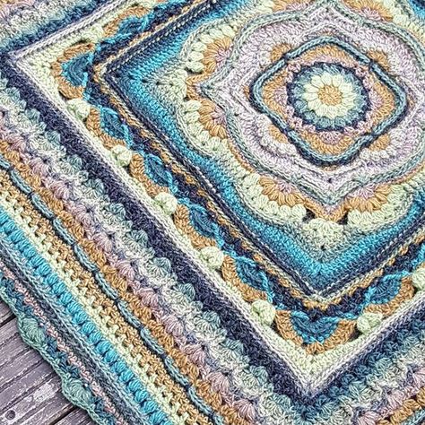 Crochet Blanket Patterns Mandala, Mandala Yarn Blanket Crochet, Mandala Throw Crochet Pattern, Mandala Crochet Blanket Free Pattern, Kaliedescope Granny Square Afghan, Crochet Blanket Vintage, Mandala Madness Crochet, Mandala Blanket, Yarn Projects Crochet