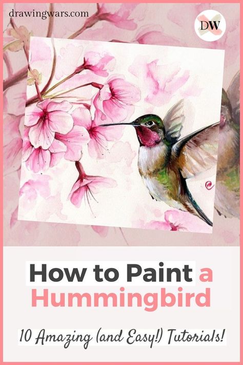 Hummingbird And Flower Painting, Painting Hummingbirds Ideas, Painting Of Hummingbird, Humming Birds Painting, Rock Painting Ideas Hummingbird, Painting A Hummingbird, Hummingbird Drawing With Flowers, How To Paint A Hummingbird Acrylic, How To Paint Hummingbirds