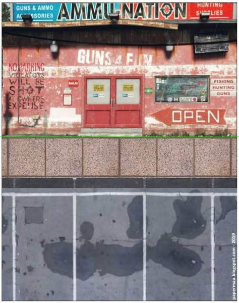 PAPERMAU: GTA V - Ammu-Nation Gun Shop Stand Paper Model For 1/64 Scale by Papermau - Download Now! Free Paper Models 1/64 Scale, 1/64 Scale, Diorama 1:64 Paper Models, 1/64 Scale Diorama, Diorama Garage 1/64, 1/64 Diorama, Hot Wheels Garage Diy, Diorama Template, Cars Costume